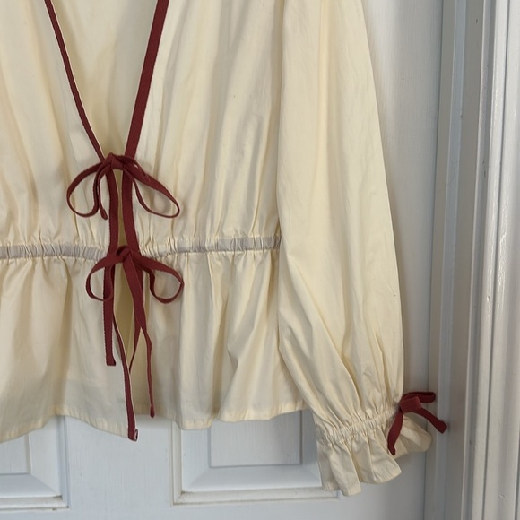 Spartina Joni tie blouse buttercream large - Picture 3 of 7